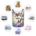thumbnail image 4 of Balery Not All Those Who Wander Are Lost Cesta de ropa redonda con asas, impermeable, independiente, para ropa, juguetes, dormitorio y familia-Small, 4 of 6