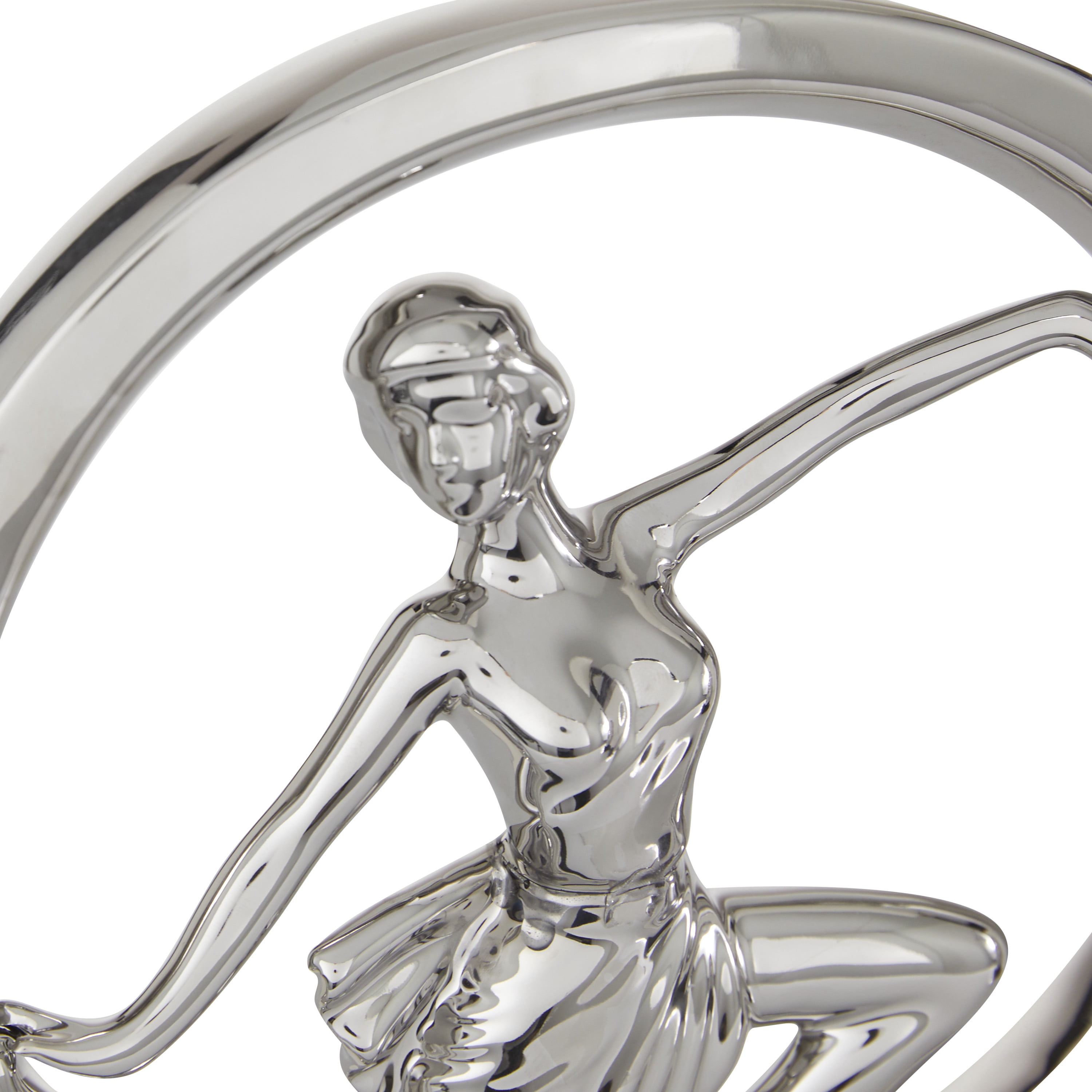 11", 10"H Silver Polystone Dancer Sculpture, by DecMode (2 Count)