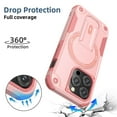 thumbnail image 3 of SaniMore for iPhone 14 Case with Wrist Strap Magnetic Plate [Wireless Charging] Rotating Kickstand Dual-layer PC TPU Shockproof Military Drop Resistant Stand Shell for iPhone 14, Pink, 3 of 8