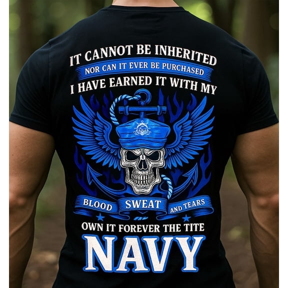 Trenditee Navy Pride Skull Graphic Tee T-Shirt