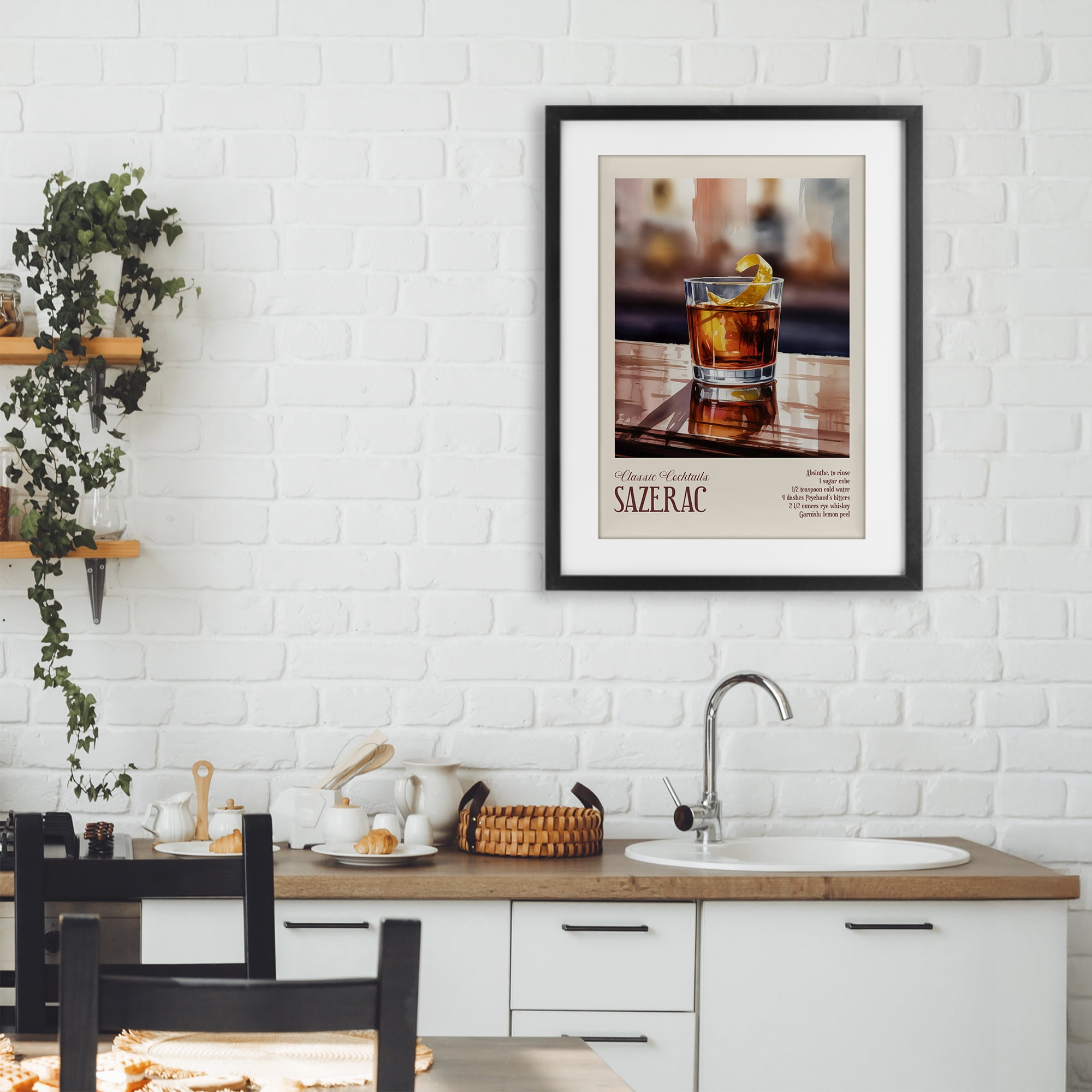 Stupell Industries Sazerac on Reflective Surface Black Framed Print Under Glass, design by Andreas Magnusson