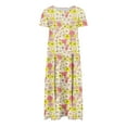 thumbnail image 4 of gljltg Women's Casual Flower Print Flowy Tiered Maxi Dress with Side Pockets, Polyester Spandex Lightweight Breathable Summer Winter, Beach Travel Work Party Outfit, Easy Care Washable, 4 of 6