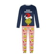 thumbnail image 4 of 2025 Fun Holiday Pjs Sleepwear Loungewear, Blue Green Monster Family Matching Christmas Pajamas Sets For Family Women Men Couples Halloween Xmas Long Sleeve Green Monster Print Nightwear For Women S, 4 of 5