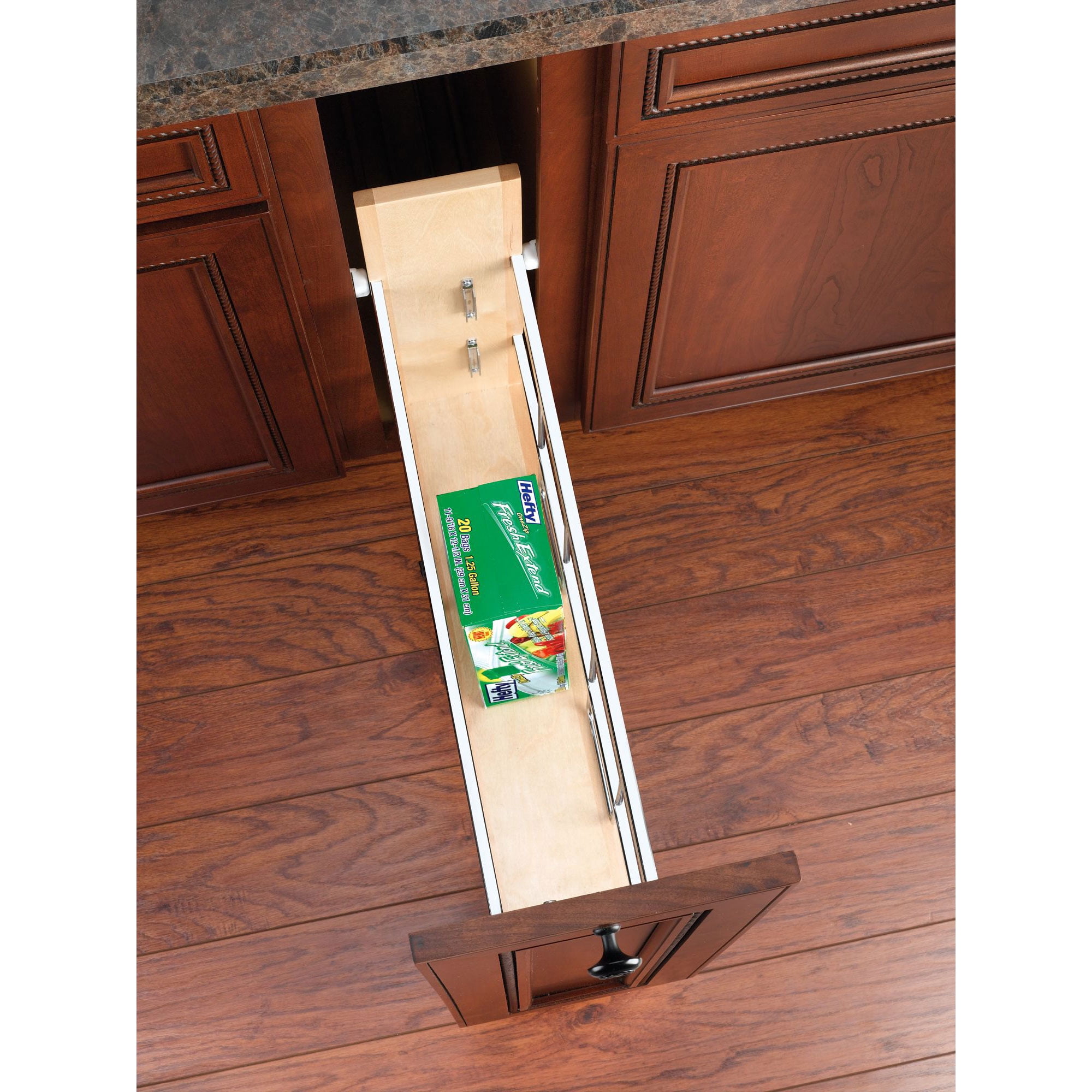 Rev-A-Shelf 8 Inch Width Wood Pull-Out Organizer with Adjustable Shelves  for Kitchen Base Cabinet, Natural, Min. Cabinet Opening: 8-1/2 W x 22-1/2  D x 25-5/8 H 448-BC-8C