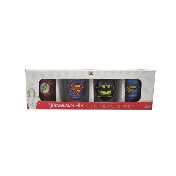 DC Christmas Shot Glasses 1.5oz Set of 4