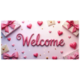 thumbnail image 1 of Welcome Decorative Banner with Roses and Hearts for Parties Events Celebrations Wedding Backdrop Party Decoration and Indoor Photography Background, 1 of 4