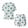 thumbnail image 5 of Kdxio Flower Leaves Print Pajamas Sets for Women Short-Sleeved Pjs with Lounge Shorts Two Piece Sleepwear S-4XL, 5 of 9
