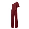 thumbnail image 3 of Gibobby pantalones siameses color liso Pantalones de pierna ancha de dama de mono multicolor sexy para mujer(Vino， XL), 3 of 5