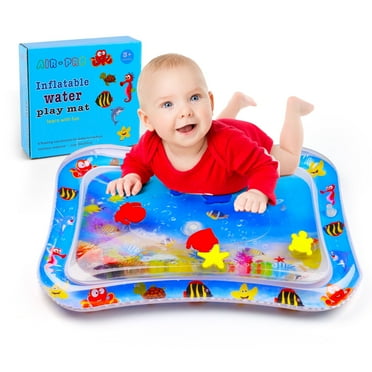 LotFancy Tummy Time Water Mat with Gift Box for Infants Toddlers Baby 3 Months , 26x20 in