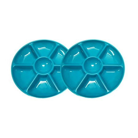 Dipping Tray - 2 Teal Black Duck Chip N Dip Hard Plastic 14-Inch Round 7-Section Serving Trays!