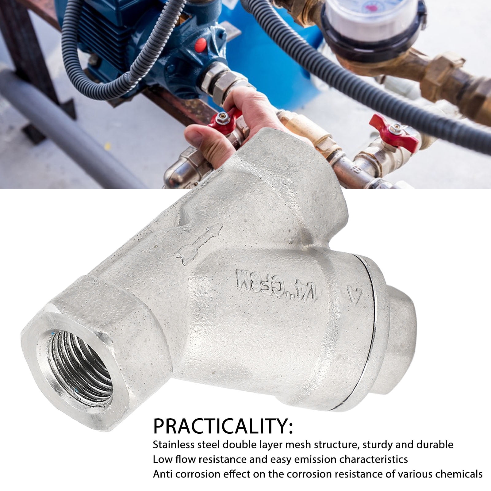 Y Type Water Strainer, Y Strainer 1/4in DN8 Stainless Steel Low