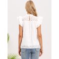 thumbnail image 3 of DARING DIVA Women's Summer Eyelet Tops Casual Cap Sleeve Ruffle Cotton Blouse XS White, 3 of 6