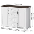 thumbnail image 2 of Jubilant 47" Farmhouse Sideboard Storage Cabinets with 2 Doors & 4 Drawers, Cabinet with Brown Top for Living Room, 2 of 9