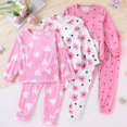 thumbnail image 2 of GCETTIC Girls Pajamas Set Kids Lightweight Pajamas Gentle Cotton Material Relaxed Long Sleeve Sleep Set Pink,3-4 Years, 2 of 5