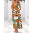 thumbnail image 3 of Vestido largo MASCOMODA Summer Boho Floral Tube Top Naranja Verde, 3 of 7