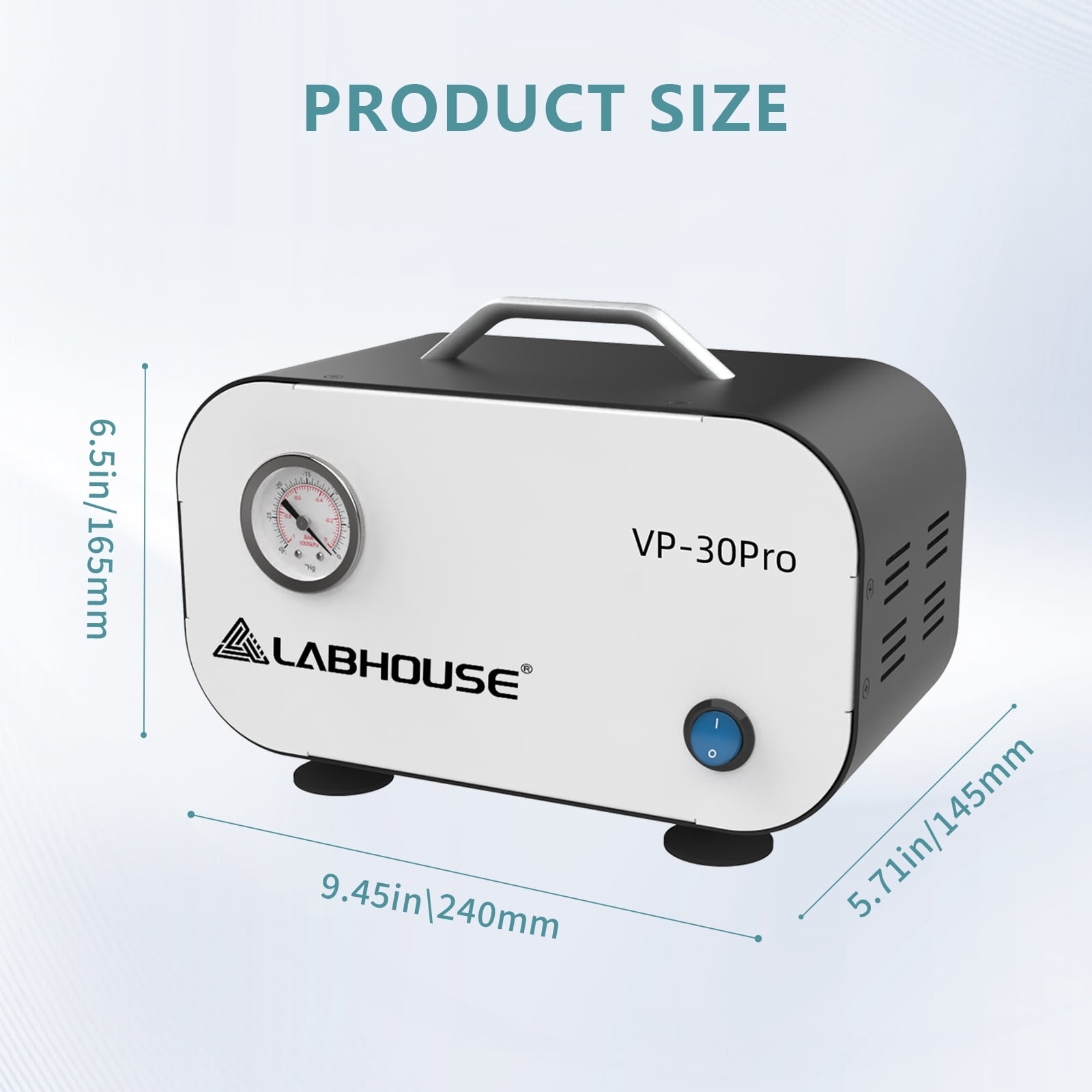 LABHOUSE Lab Vacuum Filtration Pump VP-30PRO, Pressure Adjustable Diaphragm Oil Free Pump 30L/min Positive & Negative Pressure with Rubber Tube for Laboratory