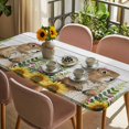 thumbnail image 3 of Groundhog Day Table Cloths for 4 Foot Rectangle Tables, Sunflower Spring Floral Botanical Vintage Patio Waterproof Elastic Fitted Tablecloths, Washable Rectangular Table Cover for Camping, 3 of 8