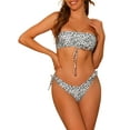 thumbnail image 1 of Conjuntos de bikini de dos piezas con tirantes y estampado floral, parte inferior triangular con lazo, trajes de baño blancos, talla X-Small, 1 of 5