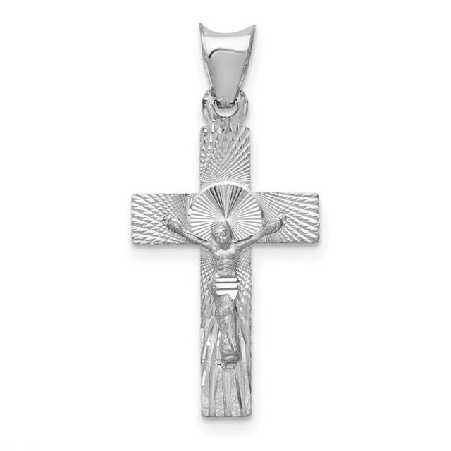 Quality Gold K6306 Pendentif Crucifix en Or Blanc 14K
