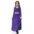 thumbnail image 4 of REDARER Girls Abaya Dress with Contrast Trim & Embellished Belt Black Long Robe Arabic Style Casual Dress for Kids,5-6 Years, 4 of 9