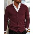 thumbnail image 3 of Boiiwant Cardigan Sweater for Mens Long Sleeve V Neck Button Up Knit Sweaters Cardigan Jacket Fall Winter Slim Fit Knitted Coat, 3 of 5