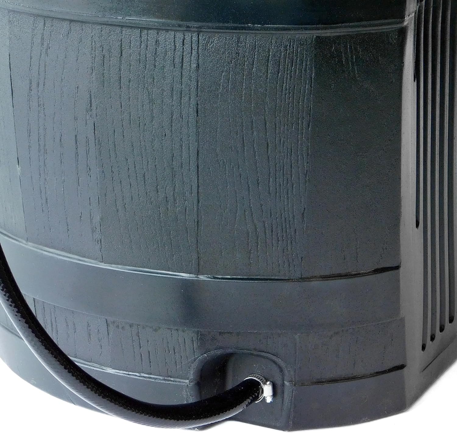 FCMP Outdoor RC45-BLK Rain Barrel (45-Gallon) - Water Rain Catcher Barrel with Flat Back for Watering Outdoor Plants, Gardens, and Landscapes, Black