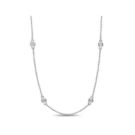 Miabella 1/4 Carat T.W. Diamond 14kt White Gold Station Necklace, 18