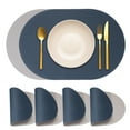 thumbnail image 1 of Uxcell Leather Placemats Sets of 4, PU Leather Dual Sided Oval Non-Slip Table Mats Washable Heat Resistant Waterproof Oil Proof Place Mats for Kitchen Dining(Blue/Light Grey), 1 of 7