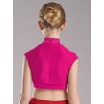 thumbnail image 6 of Hansber Kids Girls Dance Outfits 2-Piece Sleeveless Rhinestones Cutout Mock Neck Crop Top with Shorts Set Hot Pink 12, 6 of 7