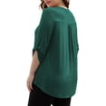 thumbnail image 5 of VERABENDI Women's Plus Size Tops 3/4 Sleeve Shirts Dressy Casual Metal Buckle V-Neck Tunic Blouses,M-4XL, 5 of 11