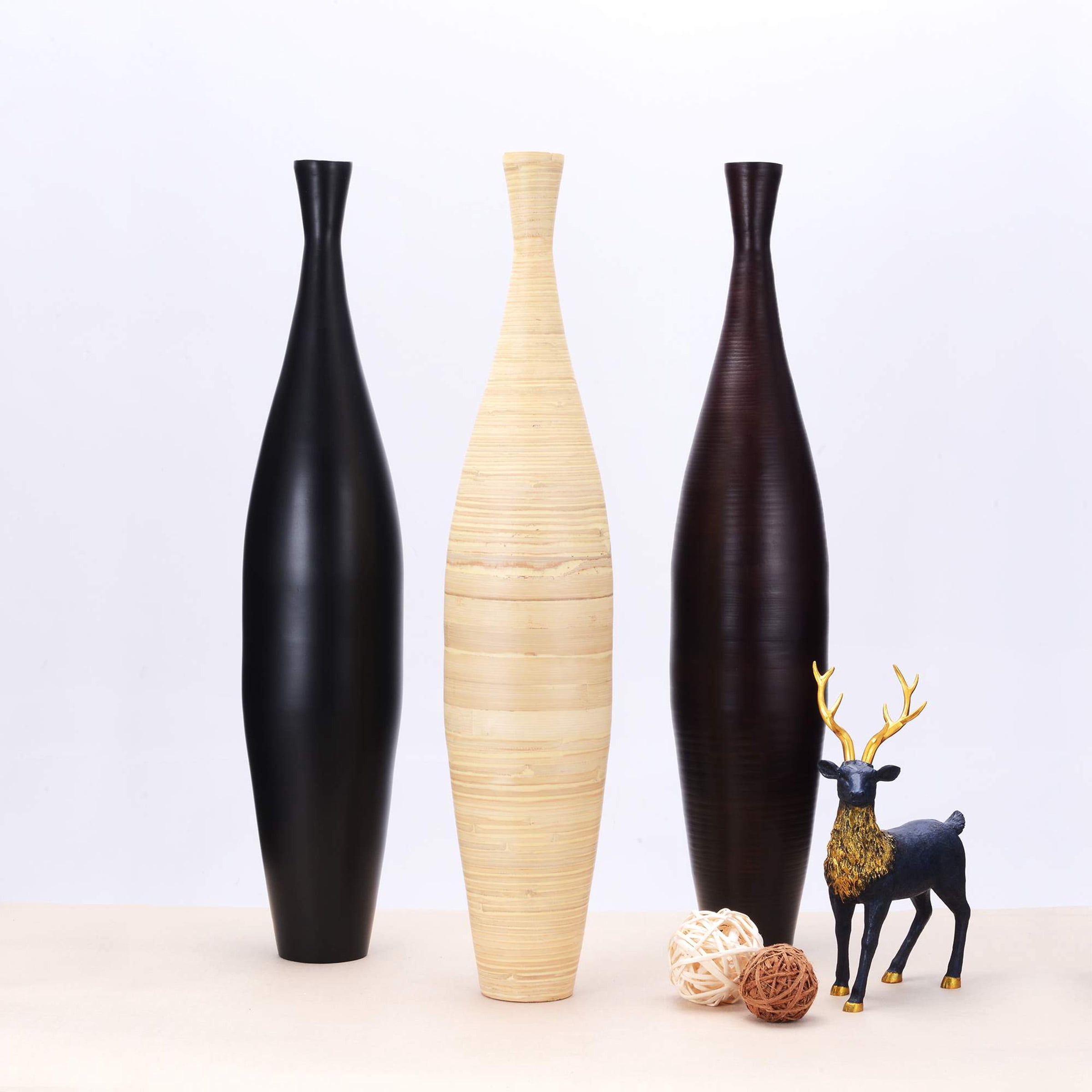 Villacera Handcrafted 35-Inch-Tall Sustainable Bamboo Floor Vase (Brown)