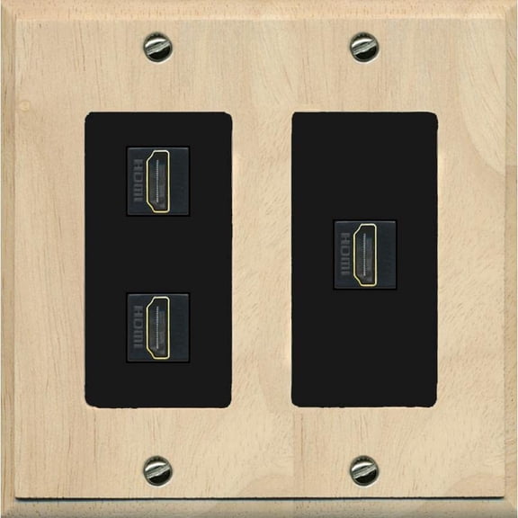 RiteAV 3 Port HDMI Wall Plate - 2 Gang [Wood/Black]