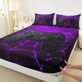 thumbnail image 3 of Feelyou Futuristic Game Console Queen Sheet Sets, Purple Spider Web Gamepad Flat Sheet, Teens Kids Boys Girls Queen Fitted Sheet, Microfiber Bedroom Decor, 4-Piece, 3 of 7