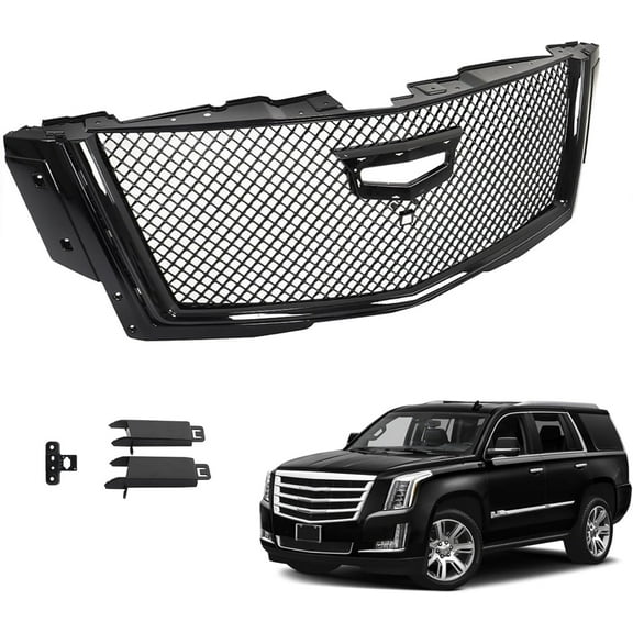 PET-U Front Bumper Grille Honeycomb Grill Black Replacement for 2015-2020 Escalade