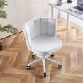 thumbnail image 4 of Modern Home Office Chair, Fluffy Fuzzy Comfortable Makeup Vanity Chair, Swivel Desk Chair Height Adjustable Dressing Chair for Bedroom Living Room, 4 of 5