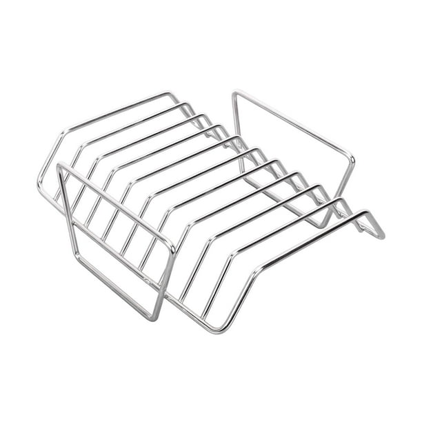 Soporte para costillas para pollo, bistec, chuletas de cordero, carne premium para asar a la parrilla Plata