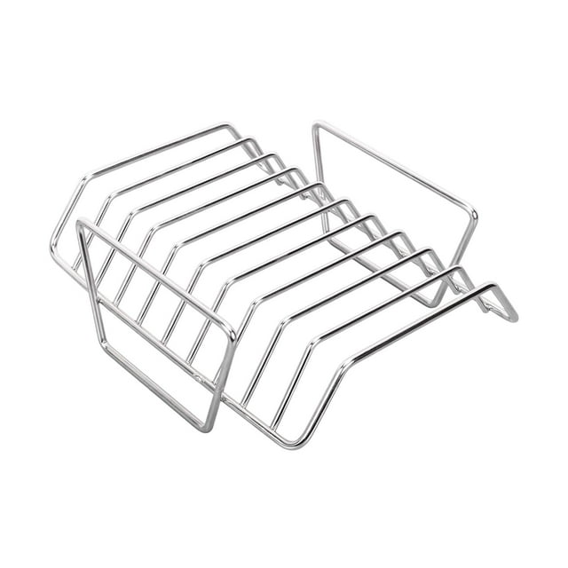 Almencla Rib Rack for Chicken, Steak, Lamb Chop Premium BBQ Accessory Meat Roast Rack Silver