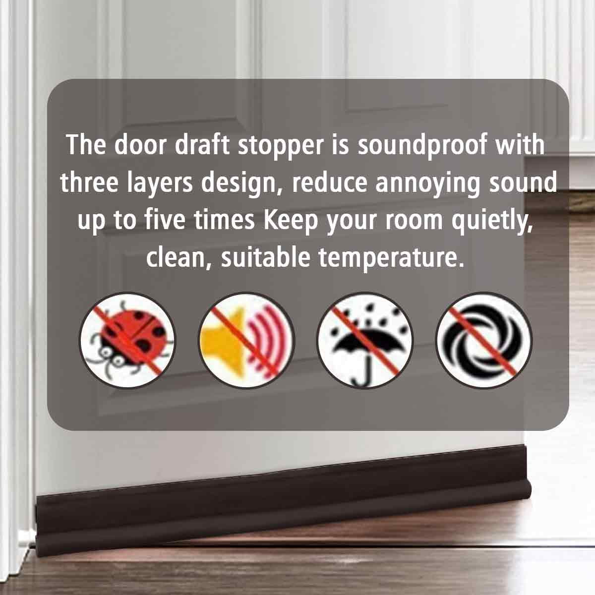 2pcs Draft Stopper - Adjustable Weather Stripping Reduce Cold Air, Dust, Odor, Soundproof Door Blocker