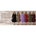 thumbnail image 4 of Mengpipi Women's Plus Size Knits Fall Spring Long Sleeve Round Neck Puff Sleeve with Bow Detail Fitted A-Line Solid Color Casual Comfortable Dress 1X-5X, 4 of 9