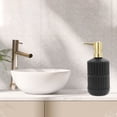 thumbnail image 2 of Unique Bargains 1 Pc Cylinder Texture Soap Dispenser 15.22oz Black Gold Tone, 2 of 6