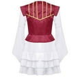 thumbnail image 2 of Aislor Girls Pirate Costume Halloween Rave Party Victorian Long Sleeve Ruffle Dress with Vest Burgundy 16, 2 of 7