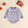 thumbnail image 1 of HCNTES Baby Boy Girl Halloween Outfit Pumpkin Embroidery Romper My First Hallween Baby Outfit(12-18 Months,Z140-Purple), 1 of 6