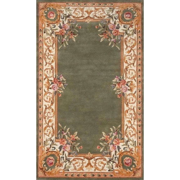 Eclatique Rug Momeni Harmony Collection Modern Tufted Green Floral Area Rug, 5 x 8, Non-Slip Backing