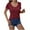 Wine, variant on Dealovy Going out Tops for Women Short Sleeve Scoop Neck T Shirts Solid Color Slim Fitted Crop Basic Tees