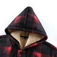 thumbnail image 6 of ZCFZJW Men's Cotton Plaid Long Sleeve Hoodie Shirts Jacket Fleece Lined Flannel Shirts Sherpa Snap Button Down Drawstring Hooded Outwear Coat with Pockets Red M, 6 of 9