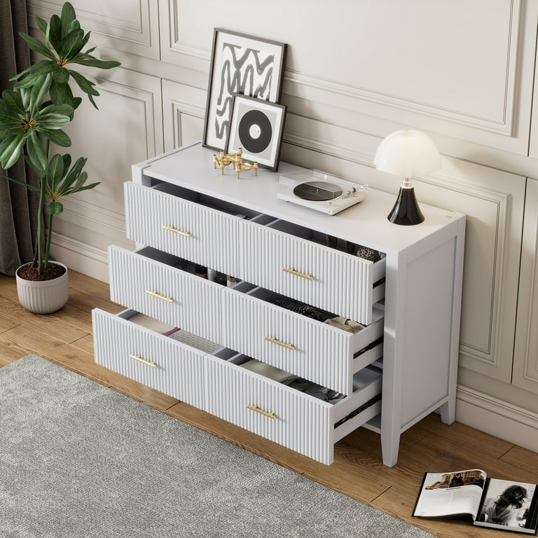 green emerald velvet dress Melody 6-drawer Upholstered Dresser with Mirror Grey 223383M – Venini  Furniture main image 1