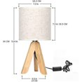 thumbnail image 3 of Modern Table Lamp Night Light Linen Shade Wood Base For Office Bedside Table, 3 of 5