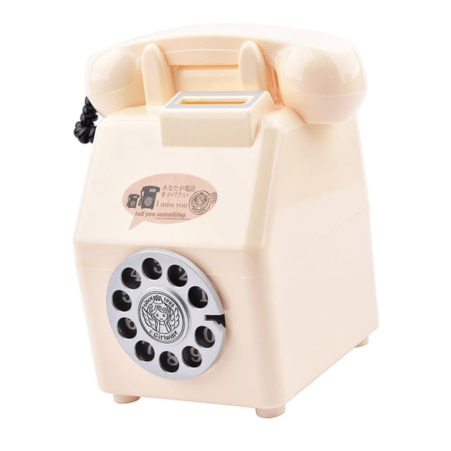 Figura de alcancía con forma de teléfono, decoración de mesa, recuerdo decorativo, regalo, dinero Blanco