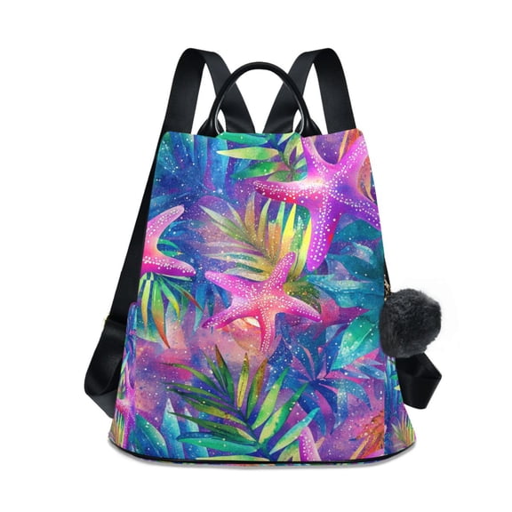 FORMRS Women's Travel Backpack Purse Anti-Theft Hidden Pockets Casual Shoulder Bag, Colorful Starfish