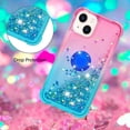thumbnail image 5 of Cute Clear Case for iPhone 14 Plus with Ring Kickstand, Bling Gradient Quicksand Glitter Flowing Liquid Floating Case Cover for iPhone 14 Plus JB Powder Blue, 5 of 7